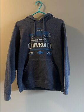 Chevrolet Navy Crewneck Hoodie with Vintage Truck Graphic